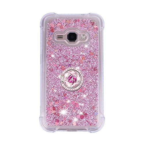 HiCASE Pro Hülle für Samsung Galaxy J1 2016, Handyhülle Glitter Flüssig Treibsand Bumper Schutzhülle Weich Silikon TPU Case Cover mit 360° drehbarer Ringhalterungs-Ständer, Unterstützt Car Mount von HiCASE Pro