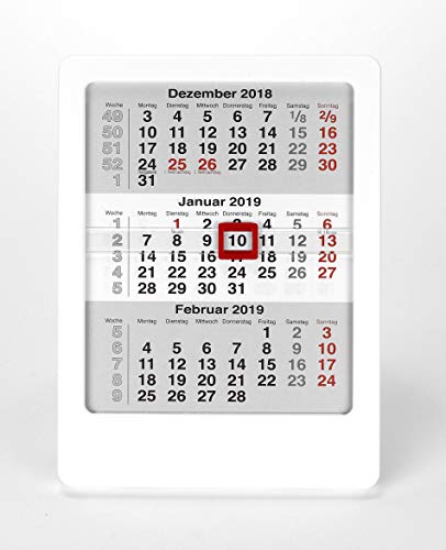 HiCuCo 3-Monats-Tischkalender für 2023 + 2024 + 2025 - Aufstellkalender - Vela - TypV (Weiß) von HiCuCo