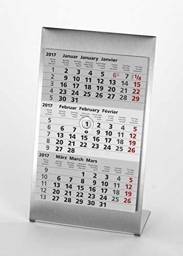 HiCuCo 3-Monats-Tischkalender für 2024 + 2025 - Stehkalender Aufstellkalender Edelstahl (Edelstahl) von HiCuCo