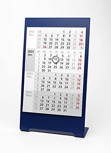 HiCuCo 4-Monats-Tischkalender für 2024 + 2025 - Aufstellkalender - Edelstahl Color - TypC5 (Blau) von HiCuCo