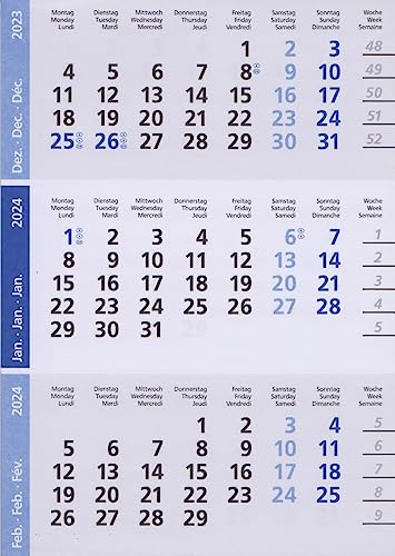 HiCuCo Kalendarium (magnetischer Kalenderblock - blau) für 2024 passend für Tischkalender Edelstahl TypC/E/P von HiCuCo