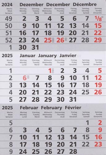 HiCuCo Kalenderblock Kalendarium - magnetisch - für 2 Jahre (2024 und 2025) - passend für 3-Monats-Tischkalender Edelstahl TypC/E/P von HiCuCo