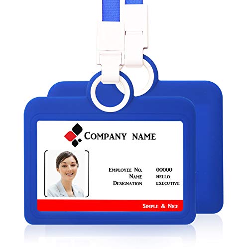 Ausweishalter, horizontal, mit Umhängeband, aus Silikon, robust, für Visitenkarten, Bürobedarf, Dunkelblau von HiCycle2