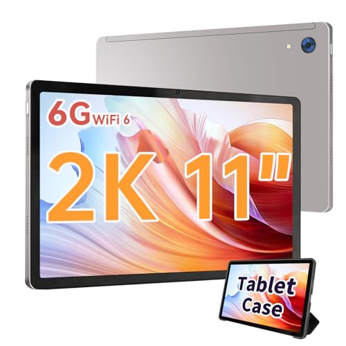 HiGrace 2K Tablet 11 Zoll WiFi 6 Octa-Core Prozessor, Android 13, 10(4+6) GB RAM+128GB ROM(1TB TF), 2000x1200 IPS, 5MP+13MP Dual Kamera, Split-Screen, 6800mAh, Widevine L1, BT5.0, mit Hülle(Silber) von HiGrace