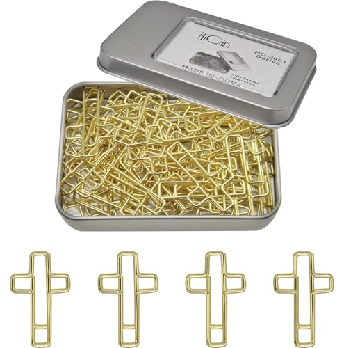 Büroklammern mit goldenem Kreuz, Bibel-Lesezeichen-Clips, Bibelstudium, Zubehör für Frauen, 50 Stück Büroklammern mit goldenem Kreuz, Bibel-Lesezeichen-Clips, Bibelstudium, Zubehör für Frauen, 50 Stück von HiQin