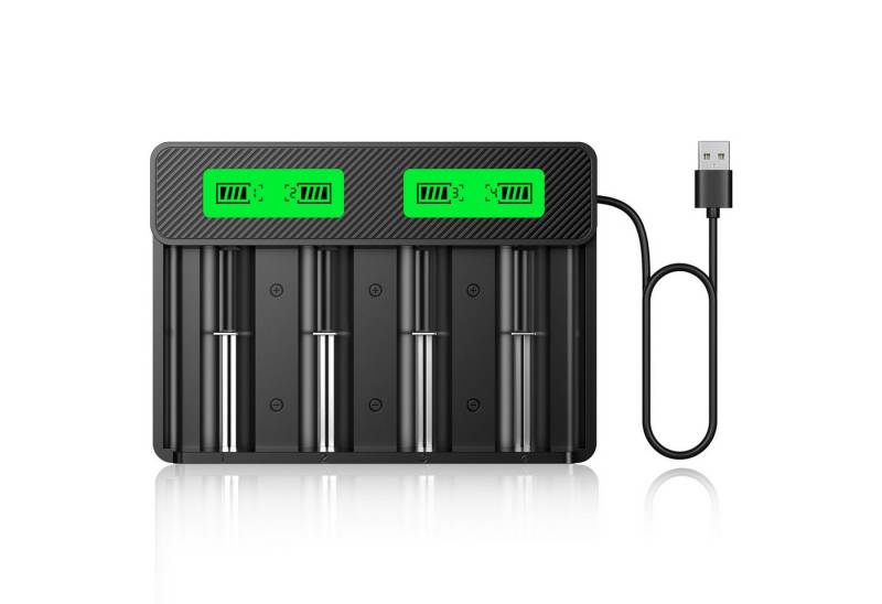 HiQuick C D AA AAA 18650 Universal Akku-Ladegerät mit integriertem Kabel Batterie-Ladegerät (1-tlg., für 3.7V Lithium-Ionen 21700 14500 18350 16340&1.2V Ni-MH Ni-CD Akku) von HiQuick