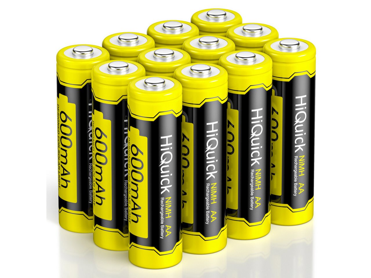 HiQuick Ni-MH AA Wiederaufladbare Batterien für Solarlichter – 12er Pack Akku (1,2 V) von HiQuick
