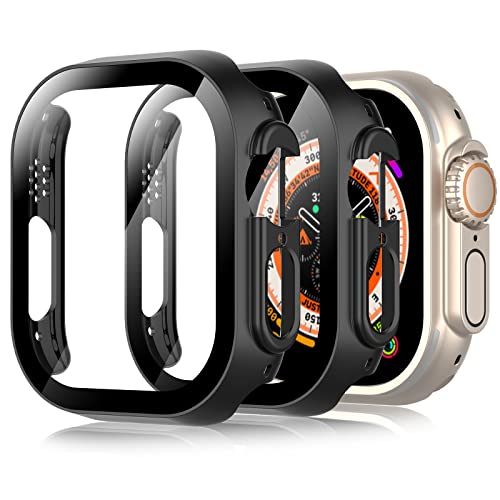 Hianjoo 2 Stück Hülle Kompatibel mit Apple Watch Ultra 49mm, Rundum PC Schutzhülle und Displayschutz, Schutzfolie Kompatibel mit Apple Watch Ultra 49mm - Schwarz von Hianjoo