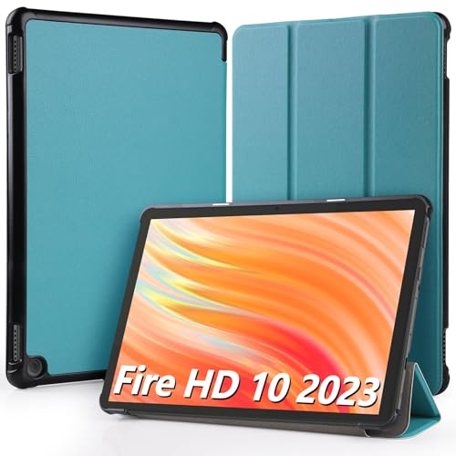 Hianjoo Hülle Kompatibel für Fire HD 10 Tablet 2023 10,1 Zoll, Ultra Dünn Leder Schutzhülle mit Standfunktion Kompatibel für Fire HD 10 13. Generation 10.1", Minzgrün von Hianjoo
