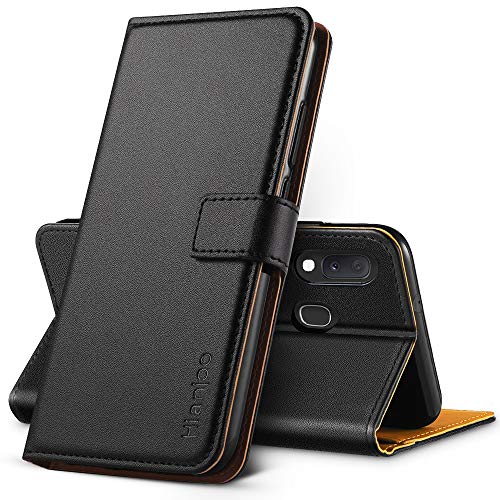 Hianjoo Hülle Kompatibel für Samsung Galaxy A20e, Handyhülle Tasche Premium Leder Flip Wallet Case Kompatibel für Samsung Galaxy A20e [Standfunktion/Kartenfächern/Magnetic Closure Snap], Schwarz von Hianjoo