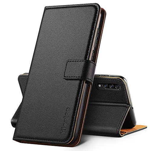 Hianjoo Hülle Kompatibel für Samsung Galaxy A30s, Handyhülle Tasche Premium Leder Flip Wallet Case Kompatibel für Samsung A50/A50S [Standfunktion/Kartenfächern/Magnetic Closure Snap], Schwarz von Hianjoo