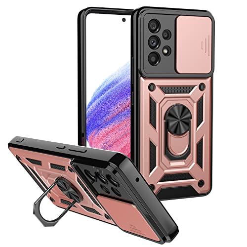 Hianjoo Hülle Kompatibel für Samsung Galaxy A53 5G, Kameraschutz Kratzfest Stoßfest Fallschutz, Handyhülle mit Metall Ring Halter, Silikon Case Schutzhülle Kompatibel für Galaxy A53 5G [Roségold] von Hianjoo