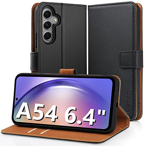 Hianjoo Hülle Kompatibel für Samsung Galaxy A54 5G, Tasche Leder Flip Case Brieftasche Etui mit Kartenfach und Ständer Kompatibel für Samsung Galaxy A54 5G, Schwarz von Hianjoo