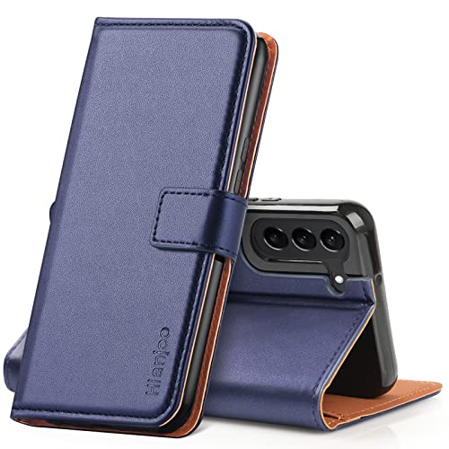 Hianjoo Hülle Kompatibel für Samsung Galaxy S22, Tasche Leder Flip Case Brieftasche Etui mit Kartenfach und Ständer Kompatibel für Samsung Galaxy S22 5G, Blau von Hianjoo
