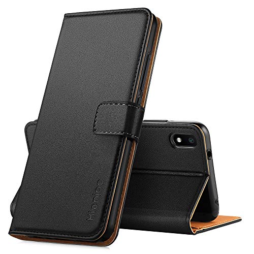Hianjoo Hülle Kompatibel für Xiaomi Redmi 7A, Handyhülle Tasche Premium Leder Flip Wallet Case Kompatibel mit Xiaomi Redmi 7A [Standfunktion/Kartenfächern/Magnetic Closure Snap] - Schwarz von Hianjoo