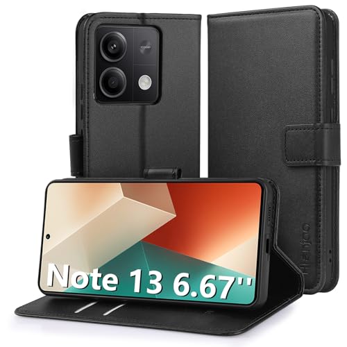 Hianjoo Hülle Kompatibel für Xiaomi Redmi Note 13 5G 6,67 Zoll, Tasche Leder Flip Case Brieftasche Etui mit Kartenfach und Ständer Kompatibel für Xiaomi Redmi Note 13 5G, Schwarz von Hianjoo