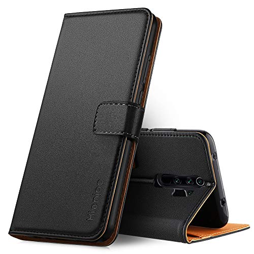 Hianjoo Hülle Kompatibel für Xiaomi Redmi Note 8 Pro, Handyhülle Premium Leder Flip Wallet Case Kompatibel für Xiaomi Redmi Note 8 Pro [Standfunktion/Kartenfächern/Magnetic Closure Snap], Schwarz von Hianjoo