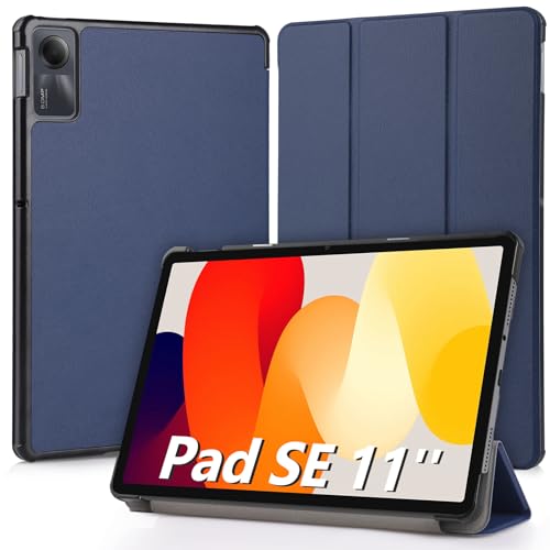 Hianjoo Hülle Kompatibel für Xiaomi Redmi Pad SE 11 Zoll, Ultra Dünn Leder Schutzhülle mit Standfunktion Kompatibel für Xiaomi Redmi Pad SE 11", Dunkelblau von Hianjoo