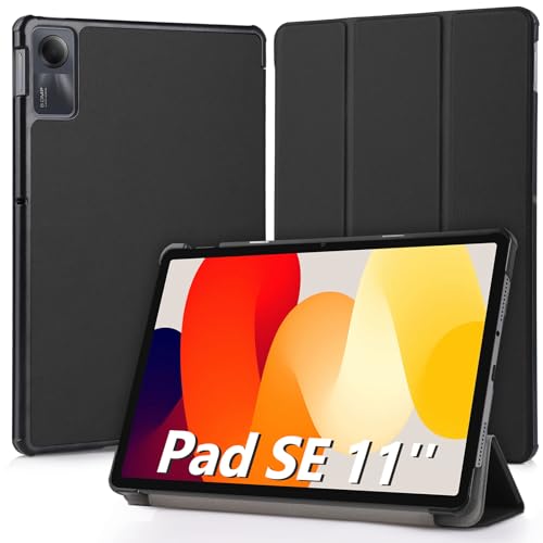 Hianjoo Hülle Kompatibel für Xiaomi Redmi Pad SE 11 Zoll, Ultra Dünn Leder Schutzhülle mit Standfunktion Kompatibel für Xiaomi Redmi Pad SE 11", Schwarz von Hianjoo