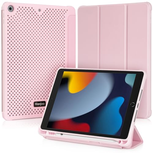 Hianjoo Hülle Kompatibel für iPad 9./8./7. Generation 2021/2020/2019 10,2 Zoll, Soft Leder Schutzhülle mit Stifthalter Kompatibel für iPad 10,2", Ultradünne Hülle mit Auto Schlafen/Wachen, Rosa von Hianjoo