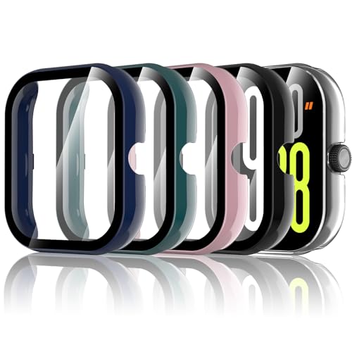 Hianjoo Hülle Kompatibel mit Xiaomi Redmi Watch 5, Rundum PC Schutzhülle und Displayschutz, Schutzfolie Kompatibel mit Xiaomi Redmi Watch 5 - [5 Stück] Klar+Schwarz+Blau+Rosa+Grün von Hianjoo