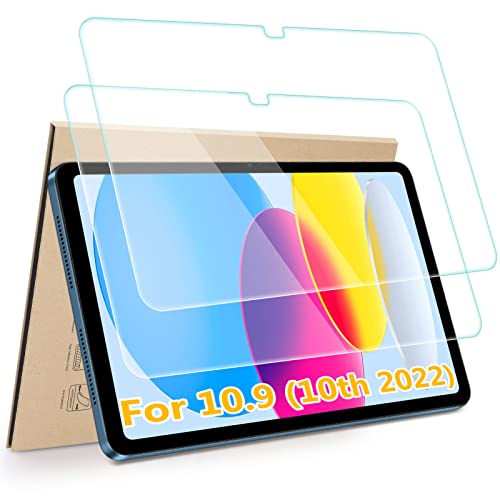 Hianjoo Schutzfolie Kompatibel für iPad 10. Generation 2022 10,9 Zoll, [2-Stück] Displayschutz Kompatibel für iPad 10. Generation 2022 10,9'', Anti-Kratzer, Bläschenfrei, 9H Härte von Hianjoo