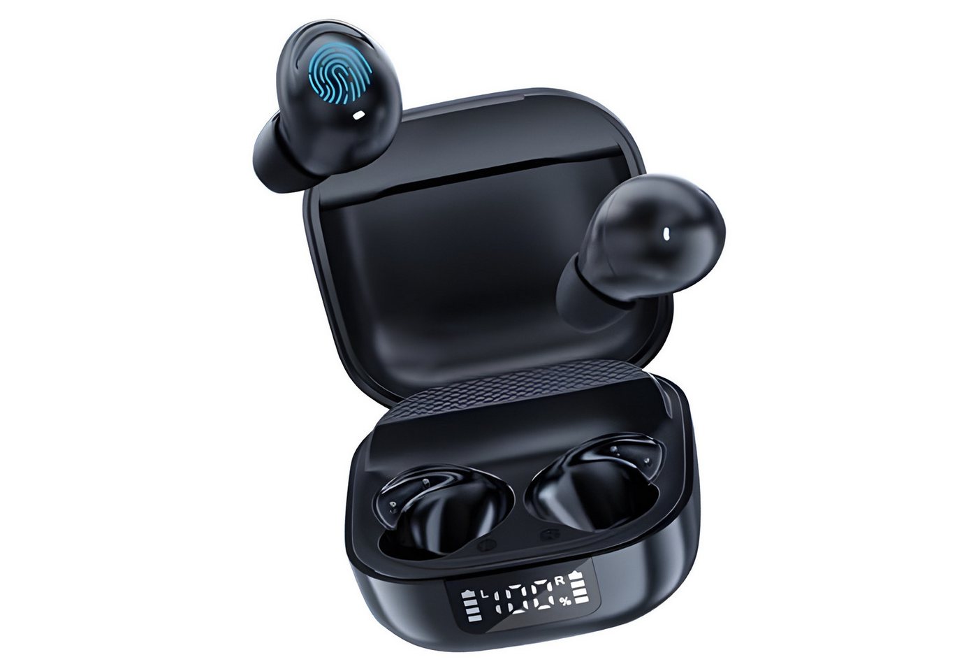 Hiazurm Bluetooth Kopfhörer, Bluetooth 5.3 In Ear Kopfhörer In-Ear-Kopfhörer (Bluetooth, Digitale LED-Anzeige Ohrhörer, HiFi Stereo In-Ear-Kopfhörer) von Hiazurm