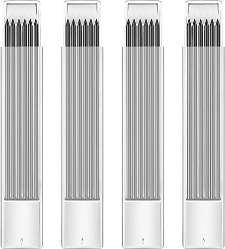 24 Stück 2.8mm Minen Bleistiftminen für Tischler Bleistift, HB Bruchfeste Wiederverwendbare Carpenter Graphite Silver Minen für Zimmerei Skizzen Schreiben von Hiboom