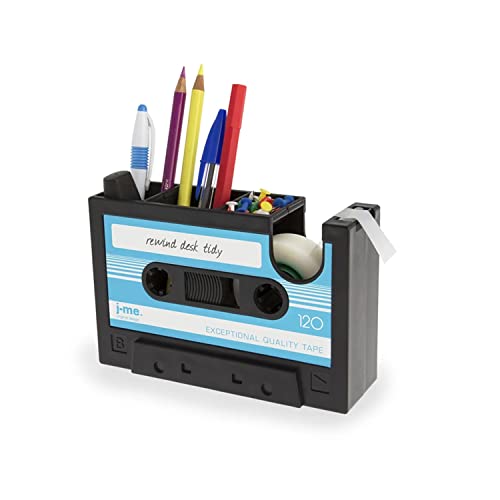 Schreibtisch Klebebandabroller mit Stifthalter, das Retro Kassetten Tape Design Kleberollenhalter mit 1 Rolle, Zahlreiche Anwendungen, Großartig als ausgefallenes Weggehen Geschenk für Kollegen Büro von Hibucuo