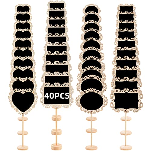 Hiceeden 40 Pack Holz Mini Kreidetafel Zeichen mit Stand, Preisschilder Message Board, Zeichen dekorative Lebensmittel-Etiketten für Party-Buffet, Notizen, Tischnummern, Tischkarten, Hochzeiten Hiceeden 40 Pack Holz Mini Kreidetafel Zeichen mit Stand, Preisschilder Message Board, Zeichen dekorative Lebensmittel-Etiketten für Party-Buffet, Notizen, Tischnummern, Tischkarten, Hochzeiten von Hiceeden