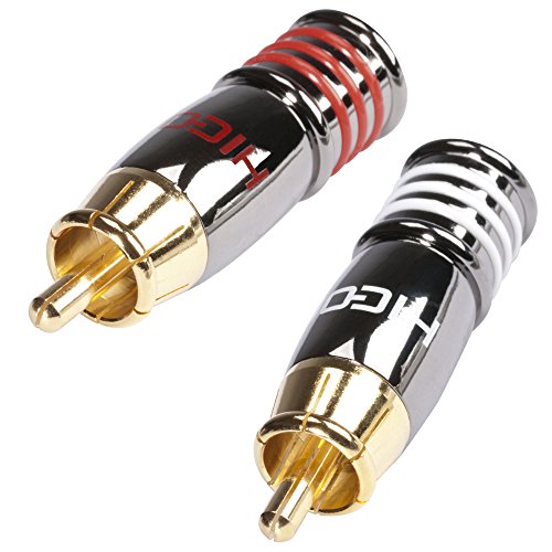 Hicon CM07 Cinchstecker 2er Set chromfarben RCA Hi-Fi Phono - HI-CM07-NTL/RED von Hicon