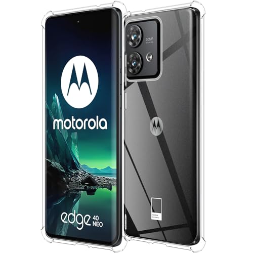 HidWee Crystal Clear Hülle Kompatibel mit Motorola Moto Edge 40 Neo Hülle, Stoßfeste Kratzfeste Ultra Dünne Schutzhülle, Vergilbungsfrei Klare Weich Silikon TPU Handyhülle Case - Transparente von HidWee