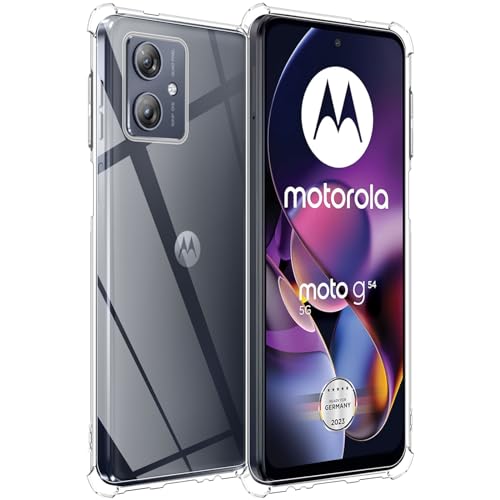 HidWee Crystal Clear Hülle Kompatibel mit Motorola Moto G54 5G Hülle, Stoßfeste Kratzfeste Ultra Dünne Schutzhülle, Vergilbungsfrei Klare Weich Silikon TPU Handyhülle Case - Transparente von HidWee