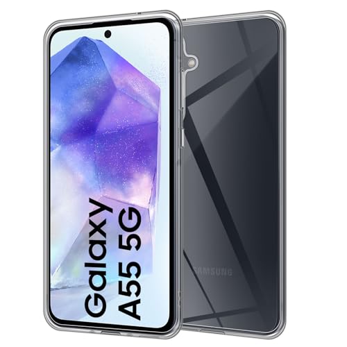 HidWee Crystal Clear Hülle Kompatibel mit Samsung Galaxy A55 5G Hülle, Stoßfeste Kratzfeste Ultra Dünne Schutzhülle, Vergilbungsfrei Klare Weich Silikon TPU Handyhülle Case - Transparente von HidWee