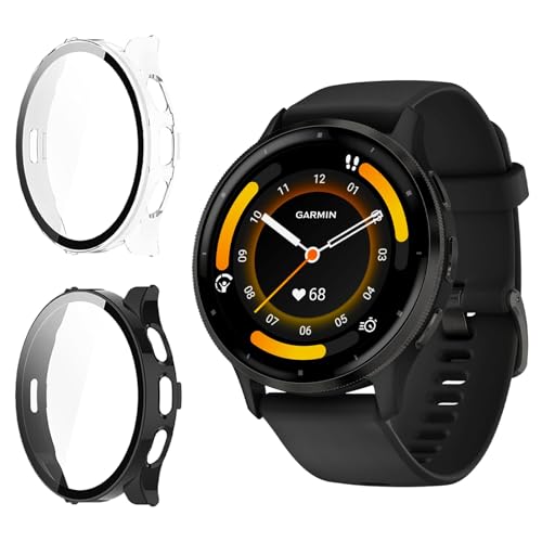 HidWee Hülle Kompatibel mit Huawei Watch Fit 3 Schutzhülle, 360 Grad Rundum Stoßfeste Schutzhülle mit HD Displayschutz, Kratzfeste Ultra Dünne Hard PC Cover - Transparente + Schwarz von HidWee