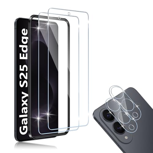 HidWee Schutzfolie Kompatibel mit Samsung Galaxy S25 EDGE für Panzerglas, 2 Stück Schutzglas & 2 Stück Kamera Schutzfolie, 9H Härte Anti-Kratzer Schutz Glas, HD Displayschutzfolie & Kameraschutz HidWee Schutzfolie Kompatibel mit Samsung Galaxy S25 EDGE für Panzerglas, 2 Stück Schutzglas & 2 Stück Kamera Schutzfolie, 9H Härte Anti-Kratzer Schutz Glas, HD Displayschutzfolie & Kameraschutz von HidWee