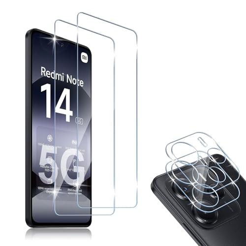HidWee Schutzfolie Kompatibel mit Xiaomi Redmi Note 14 5G für Panzerglas, 2 Stück Schutzglas & 2 Stück Kamera Schutzfolie, 9H Härte Anti-Kratzer Panzer Schutz Glas, HD Displayschutzfolie HidWee Schutzfolie Kompatibel mit Xiaomi Redmi Note 14 5G für Panzerglas, 2 Stück Schutzglas & 2 Stück Kamera Schutzfolie, 9H Härte Anti-Kratzer Panzer Schutz Glas, HD Displayschutzfolie von HidWee