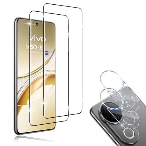 HidWee Schutzfolie kompatibel mit VIVO V50 5G für Panzerglas, 2 Stück 3D Schutzglas & 2 Stück Kamera Schutzfolie, 9H Härte Anti-Kratzer Panzer Schutz Glas, HD Displayschutzfolie HidWee Schutzfolie kompatibel mit VIVO V50 5G für Panzerglas, 2 Stück 3D Schutzglas & 2 Stück Kamera Schutzfolie, 9H Härte Anti-Kratzer Panzer Schutz Glas, HD Displayschutzfolie von HidWee