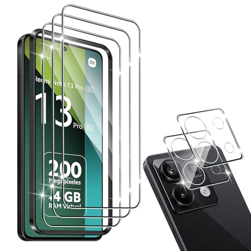 HidWee für Panzerglas kompatibel mit Xiaomi Redmi Note 13 Pro 5G Schutzfolie(Nicht für Note 13 Pro 4G), 3 Stück Schutzglas und 2 Pcs Kameraschutz, 9H Härte Anti-Kratzen HD Anti-Bläschen Displayschutz von HidWee