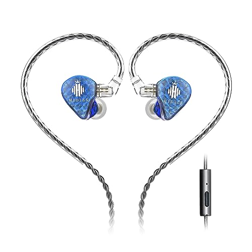Hidizs MS1-Galaxy Hochleistungs-Dual-Magnetschaltung, dynamischer Treiber, In-Ear-Monitore, 3,5-mm-Stecker, Inline-Steuerung und Mikrofon, abnehmbares 0,78 mm 2-poliges Kabel (mit Mikrofon, blau) von Hidizs