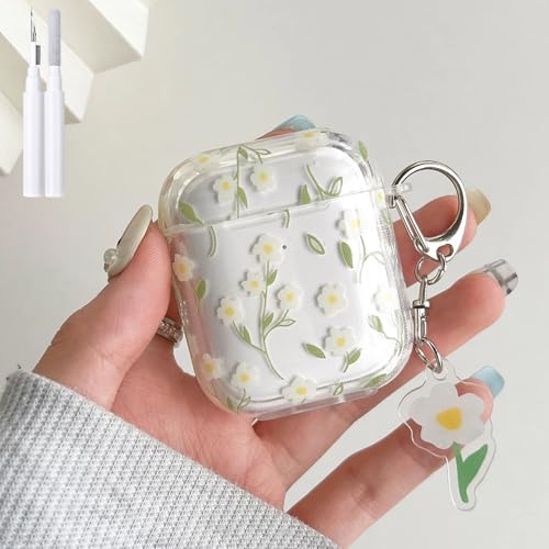 Hidysfas Kompatibel mit AirPods-Hülle mit Blumenmotiv und Reinigungsset, niedliche Blumen, Schlüsselanhänger für Mädchen und Frauen, Airpod 2 / AirPods 1 Generation, grüne Blätter Hidysfas Kompatibel mit AirPods-Hülle mit Blumenmotiv und Reinigungsset, niedliche Blumen, Schlüsselanhänger für Mädchen und Frauen, Airpod 2 / AirPods 1 Generation, grüne Blätter von Hidysfas