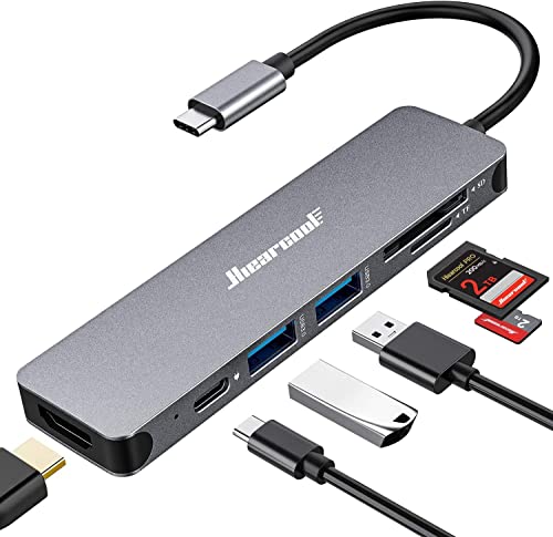 Hiearcool USB C Hub, Multi-Port Adapter für MacBook Pro, 7 in 1 Dongle kompatibel für USB C Laptops und andere Typ C Geräte (4K HDMI USB 3.0 SD/TF Kartenleser 100W PD) von Hiearcool