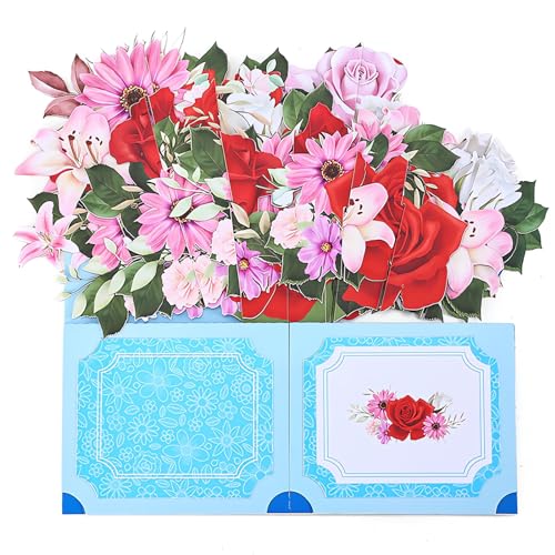 Hierein Pop Up Karte, Schöne und Einzigartige Papier 3D Blumenstrauß Karte von Warmen Wünschen Blume Geschenkkarte Muttertag Geburtstag Jahrestag Valentinstag Frauen Mütter Ehefrauen von Hierein