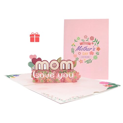 Hierein Pop Up Muttertagskarte, Einzigartiges Design Geburtstagskarte für Mama Geburtstagsgeschenk Alles Gute zum 3D Karte Muttertag Liebe und Segen zum Geburtstag Weihnachten Jahrestag Geburtstag von Hierein