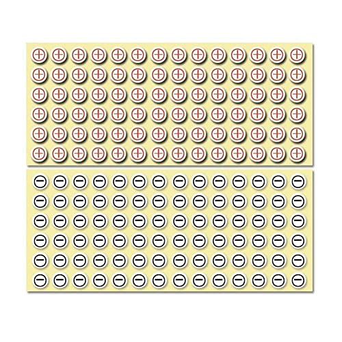 243PCS/Blatt Plus und Minus Aufkleber 8mm Rot Schwarz Positive & Negative Papier Aufkleber Selbstklebende Etiketten Beschichtet von Hiessgozy