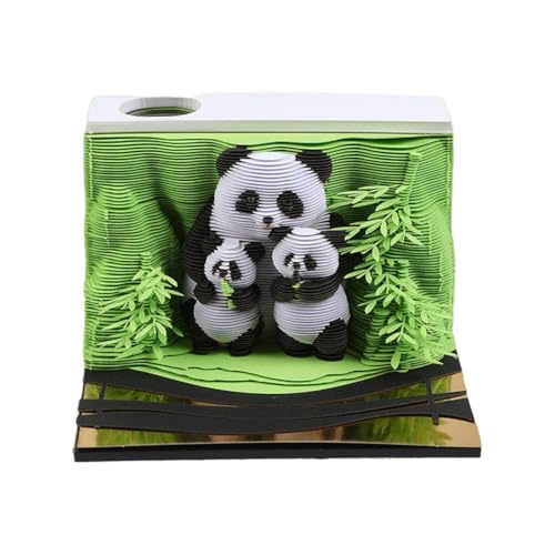 3D-Schreibtisch-Notizblock 2025, Wochenkalender, Panda-Notizblock, 3D-Notizblock, Stift mit für Decorat F1X4 Schnitzpapier von Hiessgozy