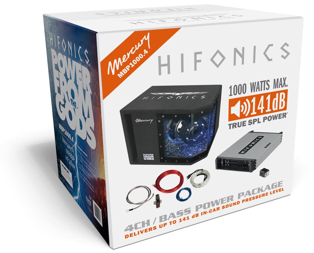 Hifonics 141dB Hifonics Komplettset MERCURY MBP1000.4 4CH BASS POWER PACKAGE Auto-Subwoofer von Hifonics