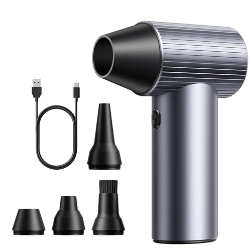 Myyaowl Gray 300.000 U/min Elektrische Staubgebläse - Compressed Air Duster mit 240W Motor, 7500mAh Staubgebläse Akku & Robustes Metallgehäuse – 3-Gang jet blower turbo fan duster für Laptop,Auto,Sofa von Hifound