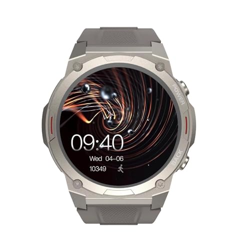 Hifuture GoMix2 Smartwatch : Herren Und Damen, 1.43 In AMOLED Display, IP68 Wasserdicht, Handgelenk Pulsuhr, Schrittzähler, 12 Tage Lange Batterie, Sportuhr Smart für Android Und iOS - Schwarz (Grau) von Hifuture