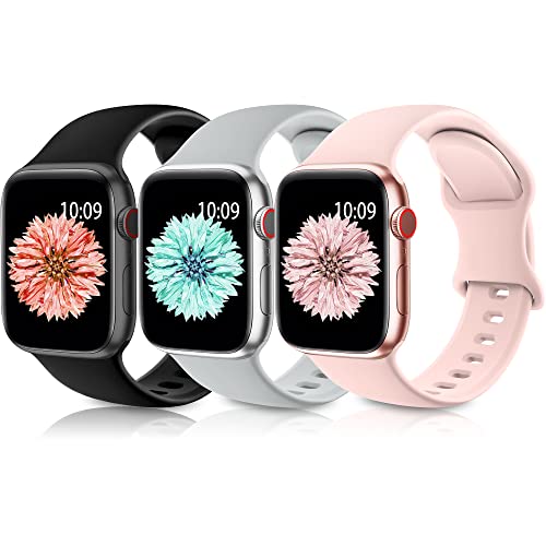 Higgs 3 Stück Silikon Sport Armbänder Kompatibel mit Apple Watch Armband 40mm 41mm 38mm 42mm 44mm 45mm 46mm 49mm Damen Herren, Ersatz Weiche Band für iWatch SE Series 10 9 8 7 6 5 4 3 2 1 Ultra von Higgs
